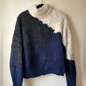 Lululemon Sweater Womens 6 Blue Ombre Knit Turtleneck Merino Wool Blend